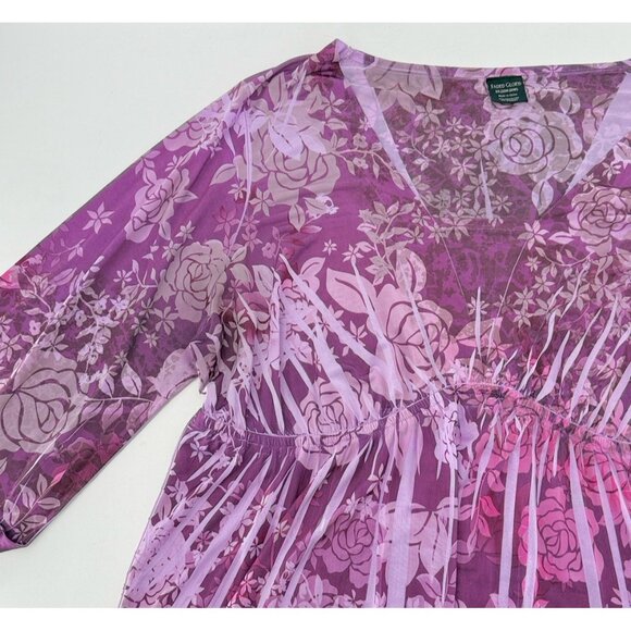 Faded Glory‎ Purple V-Neck 3/4 Sleeve Liquid Knit Pullover Blouse 3x Fairycore - Picture 9 of 12